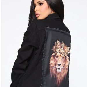 Fashion Nova Black Lion Jean Jacket 🖤